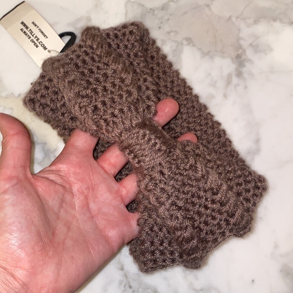 Chunky Knit Bow Headband Brown Ear Warmer Winter Boho NWT - Picture 3 of 4